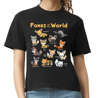 Kawaii Fox Animals Of The World Educational Animal Fox Lover Comfort Colors Boxy T-Shirt