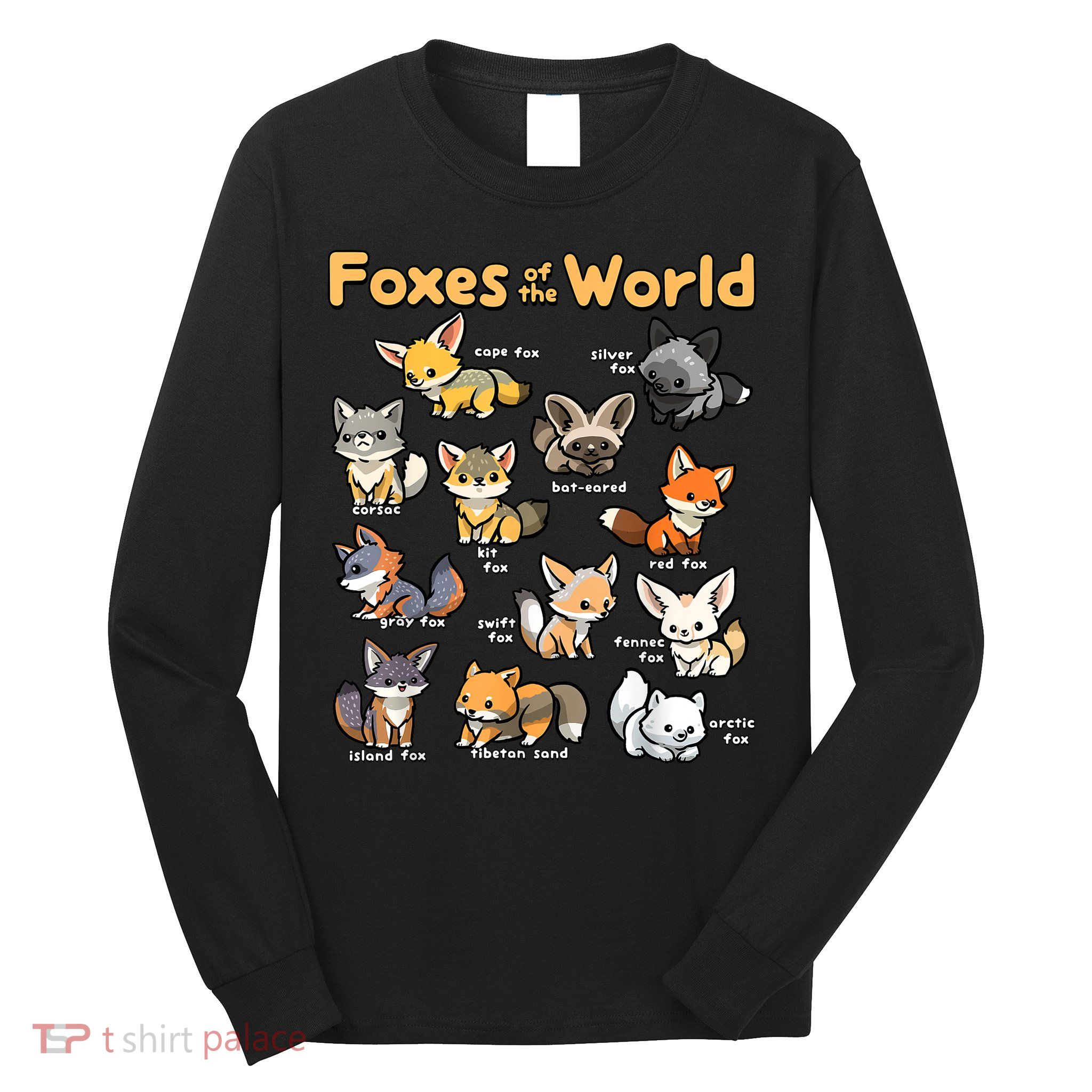 Kawaii Fox Animals Of The World Educational Animal Fox Lover Long Sleeve Shirt