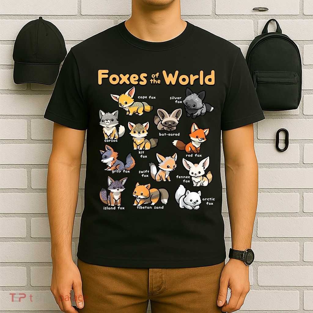 Kawaii Fox Animals Of The World Educational Animal Fox Lover T-Shirt