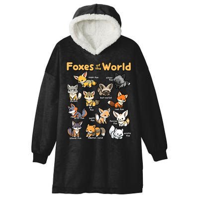 Kawaii Fox Animals Of The World Educational Animal Fox Lover Hooded Wearable Blanket