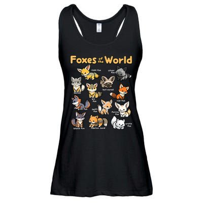 Kawaii Fox Animals Of The World Educational Animal Fox Lover Ladies Essential Flowy Tank