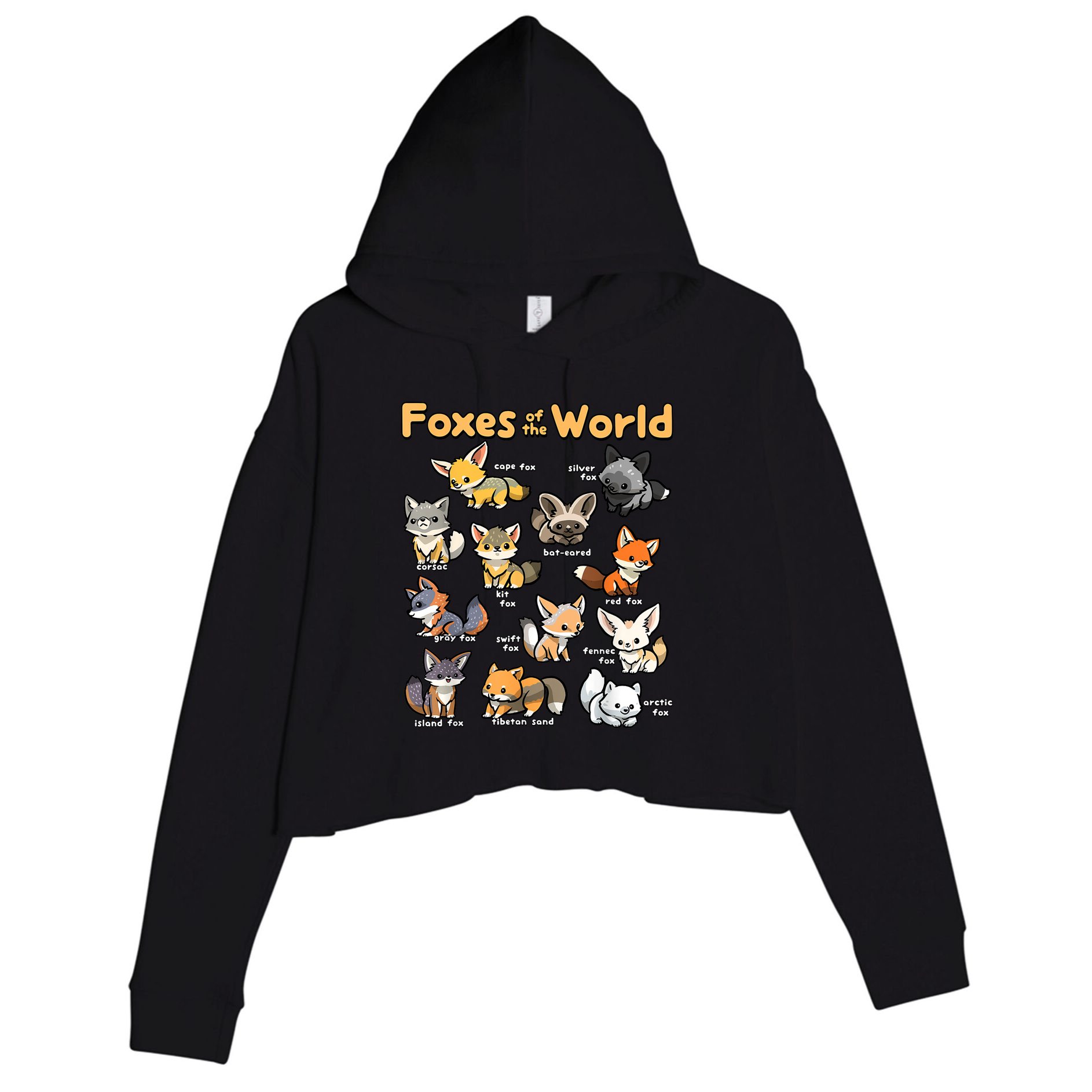 Kawaii Fox Animals Of The World Educational Animal Fox Lover Crop Fleece Hoodie