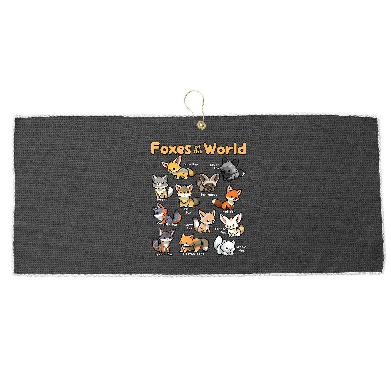Kawaii Fox Animals Of The World Educational Animal Fox Lover Large Microfiber Waffle Golf Towel