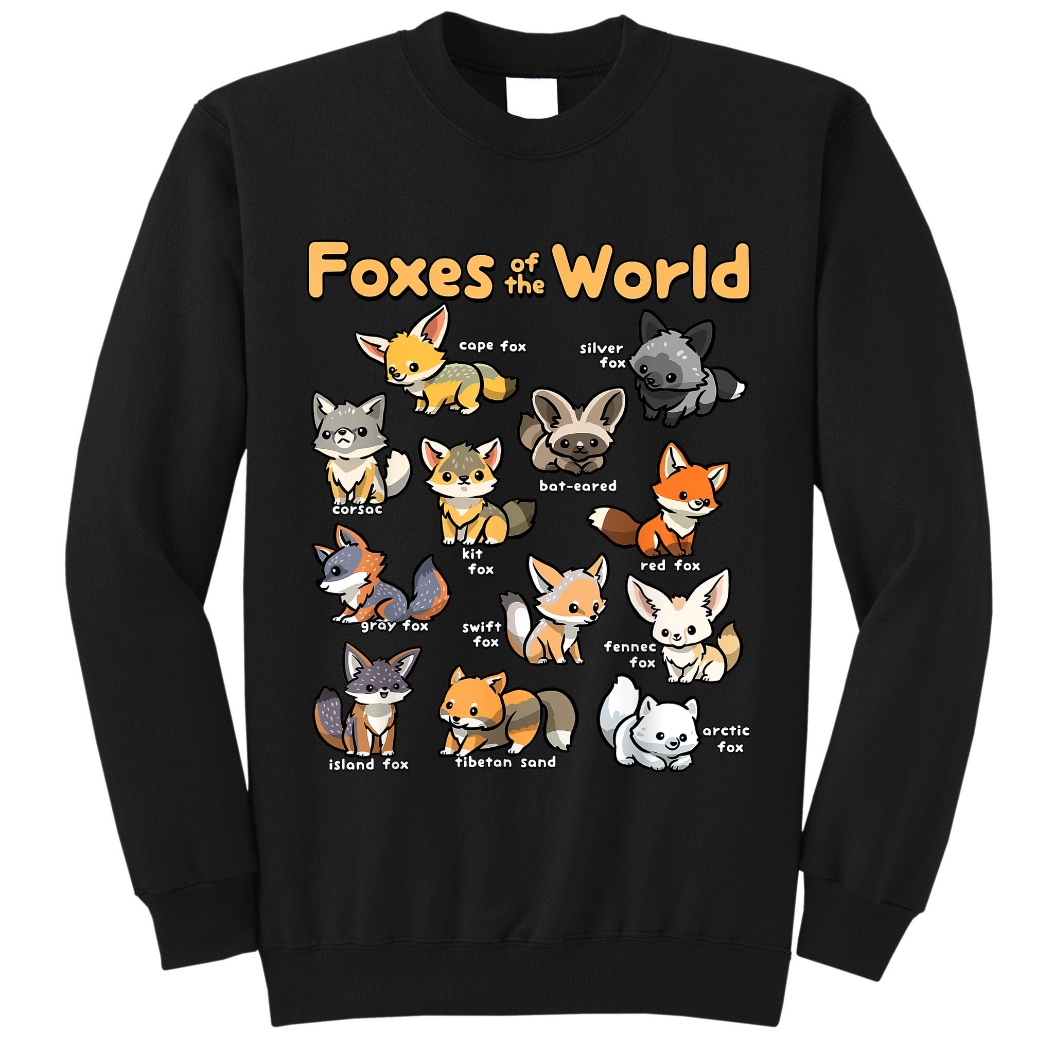 Kawaii Fox Animals Of The World Educational Animal Fox Lover Tall Sweatshirt