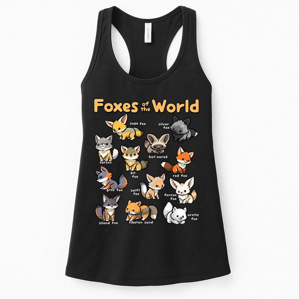 Kawaii Fox Animals Of The World Educational Animal Fox Lover Womens Tank Top