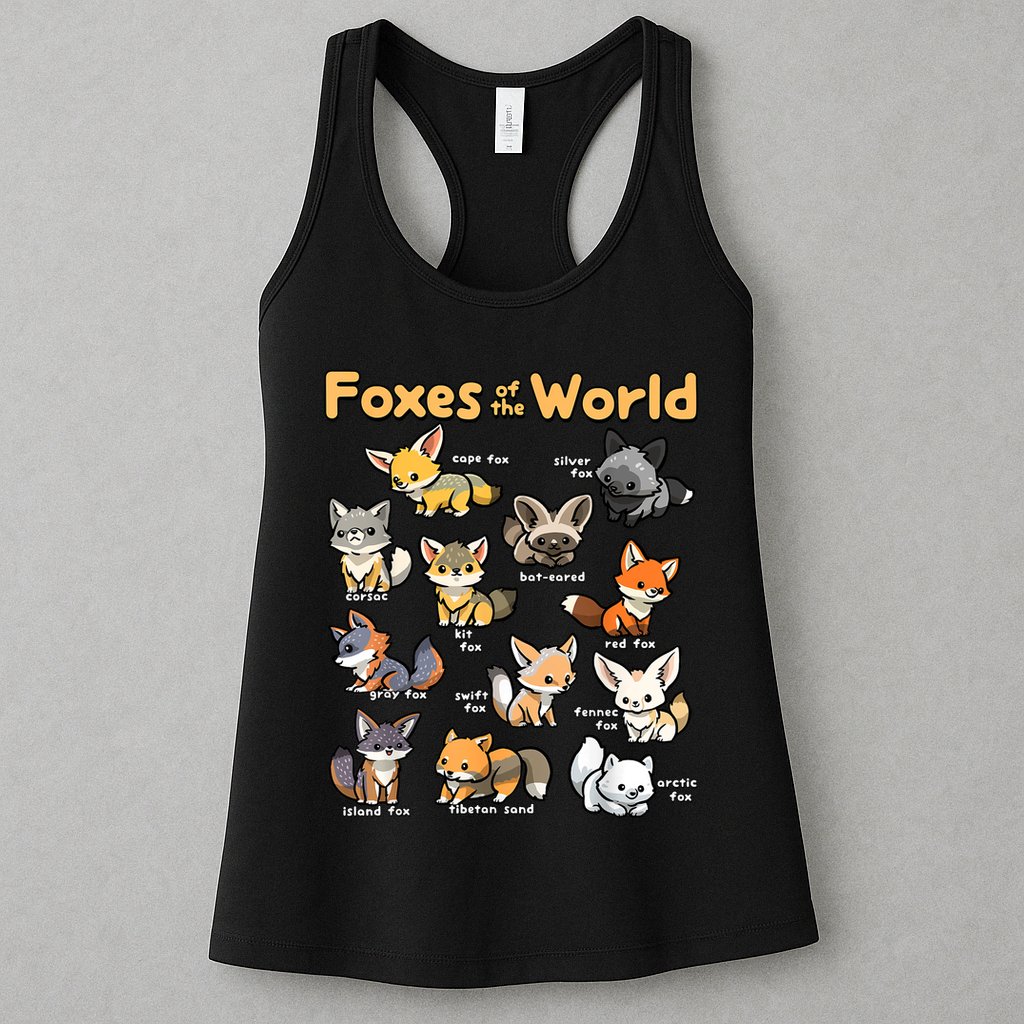Kawaii Fox Animals Of The World Educational Animal Fox Lover Womens Tank Top