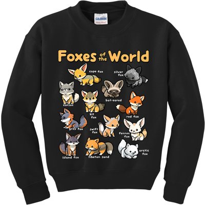 Kawaii Fox Animals Of The World Educational Animal Fox Lover Kids Sweatshirt