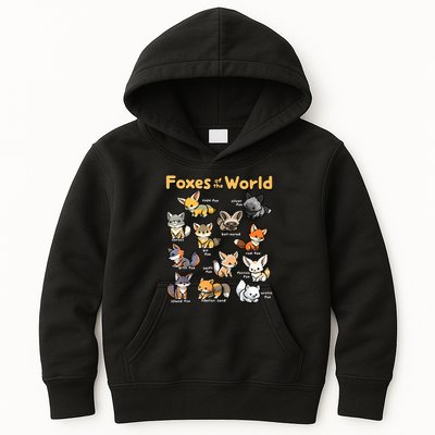 Kawaii Fox Animals Of The World Educational Animal Fox Lover Kids Hoodie