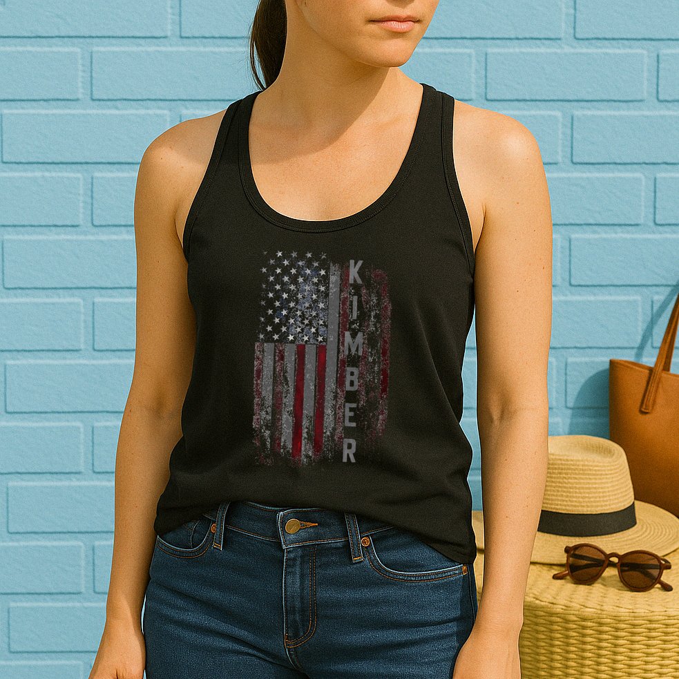 Kimber Family American Flag Womens Tank Top