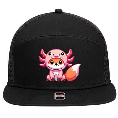 Kawaii Fox Axolotl Costume 7 Panel Mesh Trucker Snapback Hat