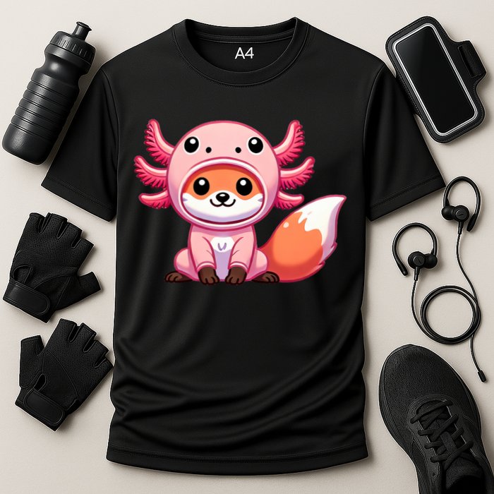 Kawaii Fox Axolotl Costume Cooling Performance Crew T-Shirt