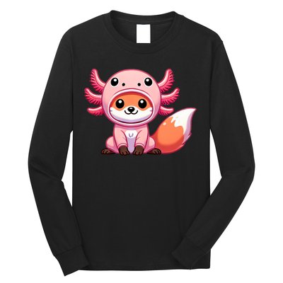 Kawaii Fox Axolotl Costume Long Sleeve Shirt