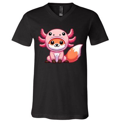 Kawaii Fox Axolotl Costume V-Neck T-Shirt