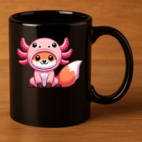 Kawaii Fox Axolotl Costume 11oz C Handle Ceramic Mug