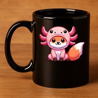 Kawaii Fox Axolotl Costume 11oz C Handle Ceramic Mug
