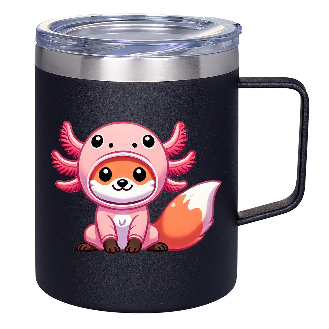 Kawaii Fox Axolotl Costume 12oz Stainless Steel Coffee Mug