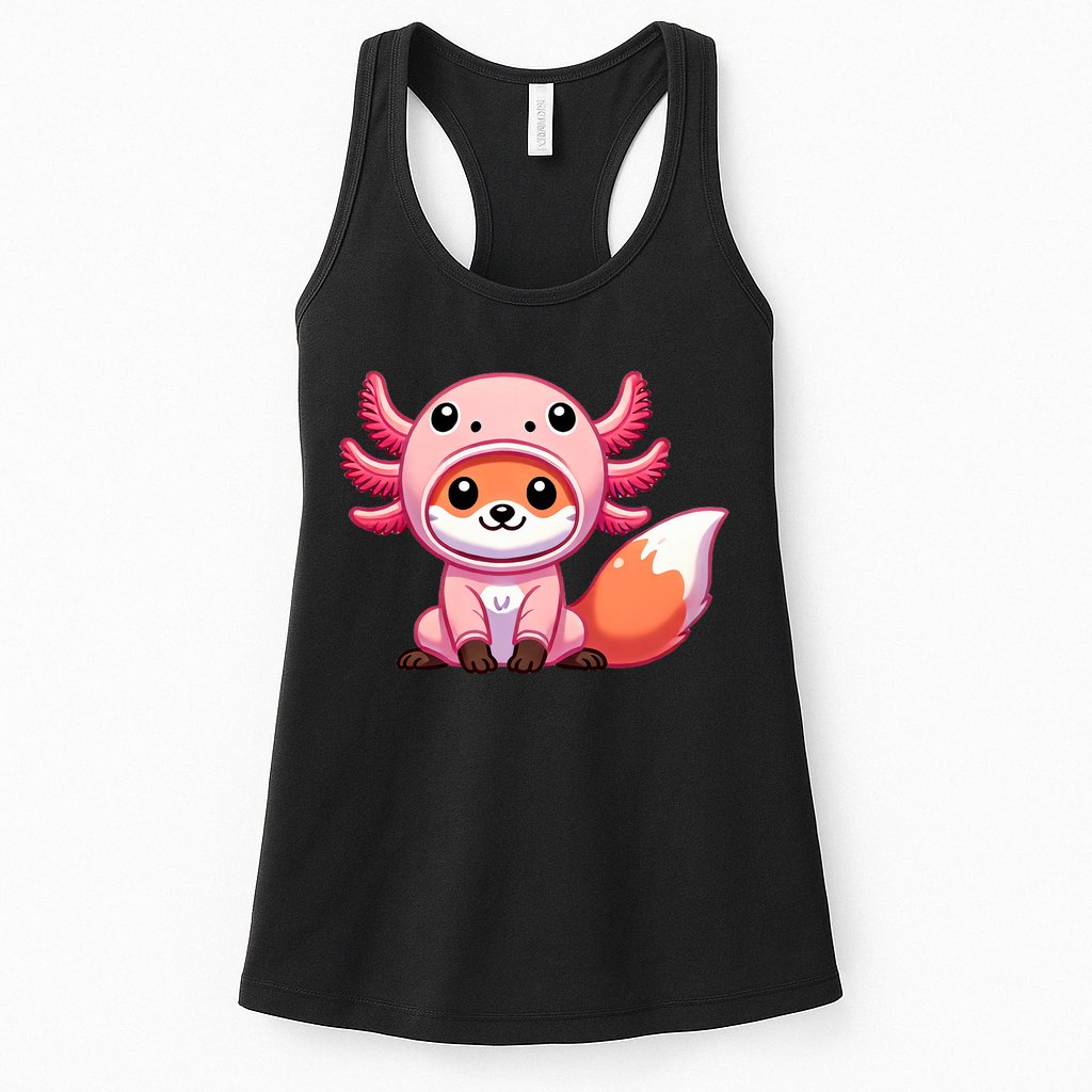 Kawaii Fox Axolotl Costume Womens Tank Top