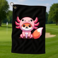 Kawaii Fox Axolotl Costume Golf Towel