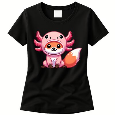 Kawaii Fox Axolotl Costume Womens T-Shirt