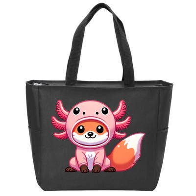 Kawaii Fox Axolotl Costume Zip Tote Bag