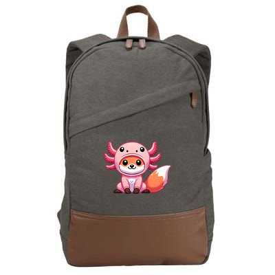 Kawaii Fox Axolotl Costume Cotton Canvas Backpack