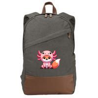 Kawaii Fox Axolotl Costume Cotton Canvas Backpack