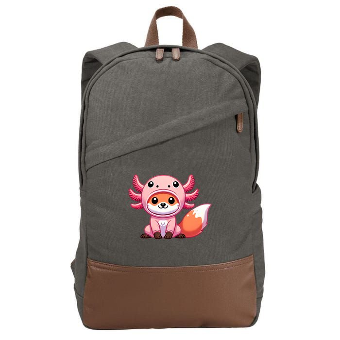 Kawaii Fox Axolotl Costume Cotton Canvas Backpack