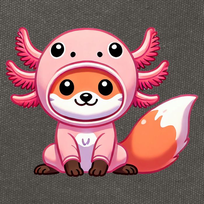 Kawaii Fox Axolotl Costume Cotton Canvas Backpack