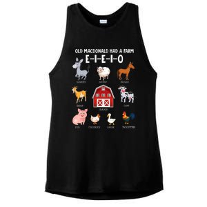 Kids Farm Animals Old MacDonald Had A Farm E I E I O Ladies PosiCharge Tri-Blend Wicking Tank