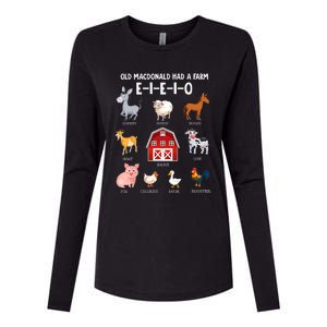 Kids Farm Animals Old MacDonald Had A Farm E I E I O Womens Cotton Relaxed Long Sleeve T-Shirt