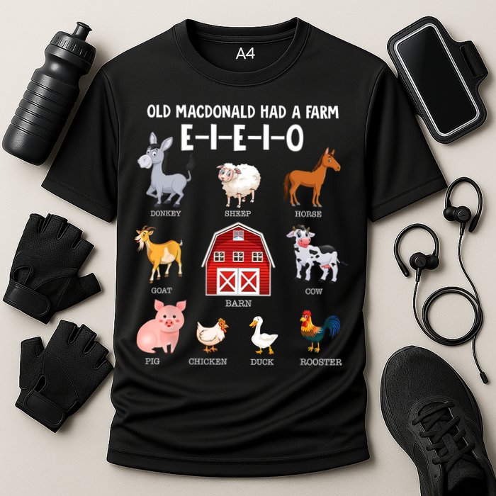 Kids Farm Animals Old MacDonald Had A Farm E I E I O Cooling Performance Crew T-Shirt