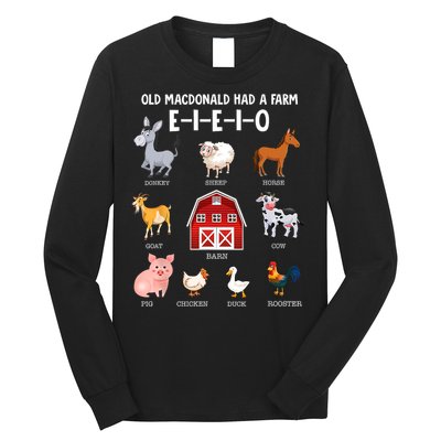 Kids Farm Animals Old MacDonald Had A Farm E I E I O Long Sleeve Shirt
