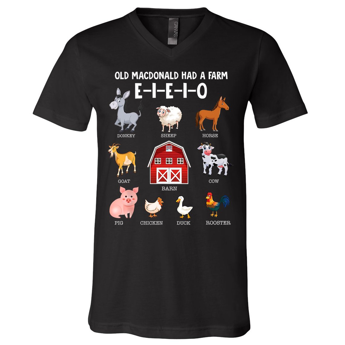 Kids Farm Animals Old MacDonald Had A Farm E I E I O V-Neck T-Shirt