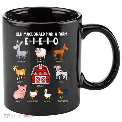 Kids Farm Animals Old MacDonald Had A Farm E I E I O 11oz C Handle Ceramic Mug