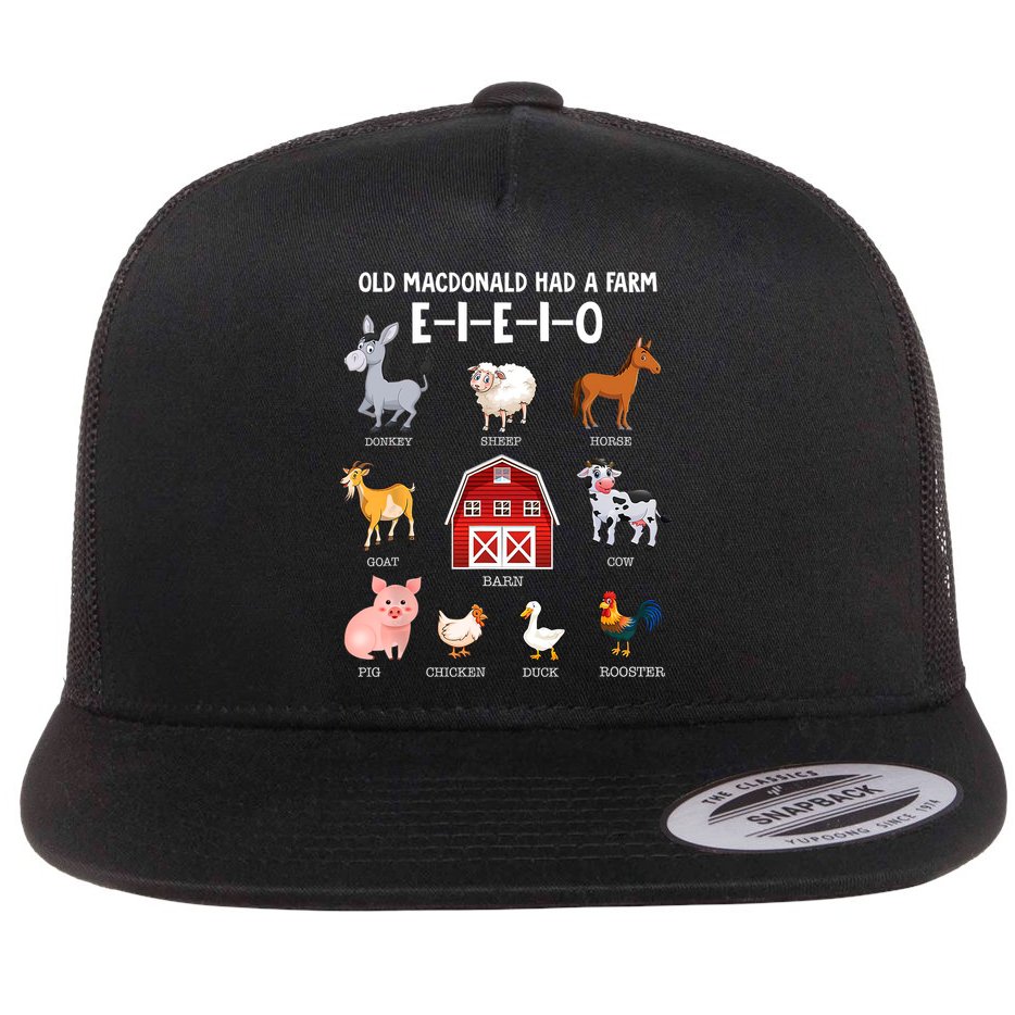 Kids Farm Animals Old MacDonald Had A Farm E I E I O Flat Bill Trucker Hat