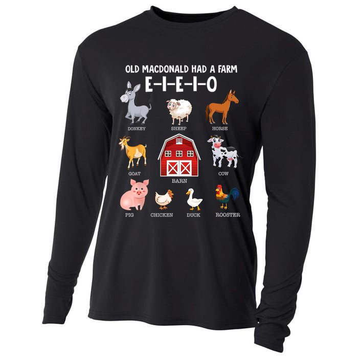 Kids Farm Animals Old MacDonald Had A Farm E I E I O Cooling Performance Long Sleeve Crew