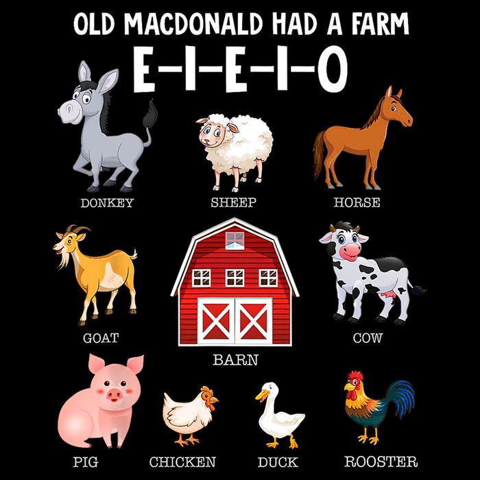 Kids Farm Animals Old MacDonald Had A Farm E I E I O Cooling Performance Long Sleeve Crew