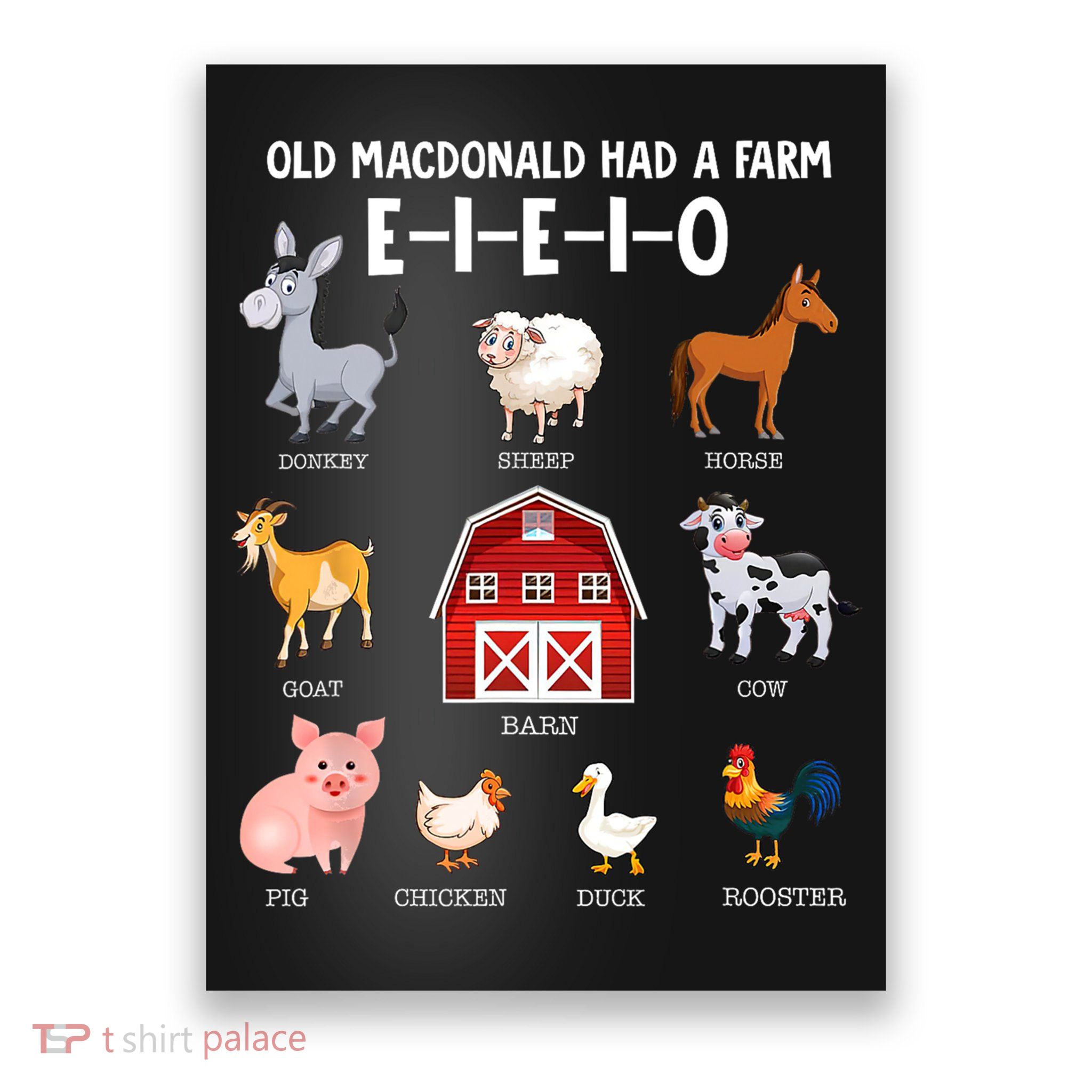 Kids Farm Animals Old MacDonald Had A Farm E I E I O Poster
