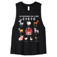 Kids Farm Animals Old MacDonald Had A Farm E I E I O Women's Racerback Cropped Tank