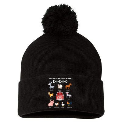 Kids Farm Animals Old MacDonald Had A Farm E I E I O Pom Pom 12in Knit Beanie
