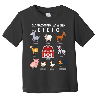 Kids Farm Animals Old MacDonald Had A Farm E I E I O Toddler T-Shirt