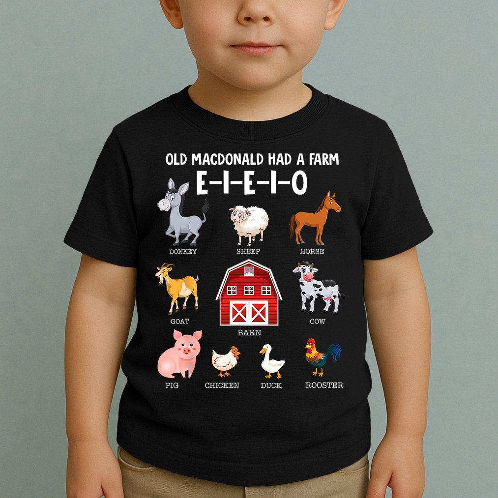 Kids Farm Animals Old MacDonald Had A Farm E I E I O Toddler T-Shirt