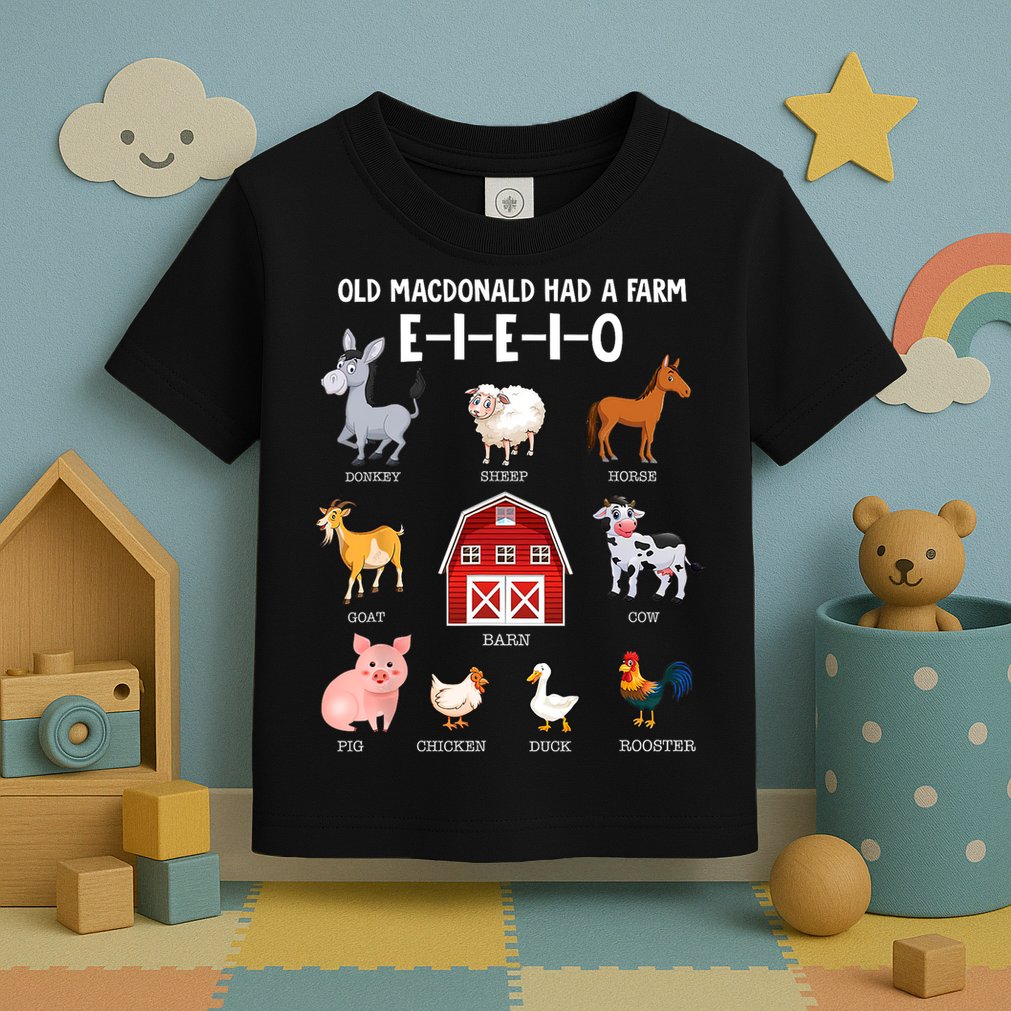 Kids Farm Animals Old MacDonald Had A Farm E I E I O Toddler T-Shirt