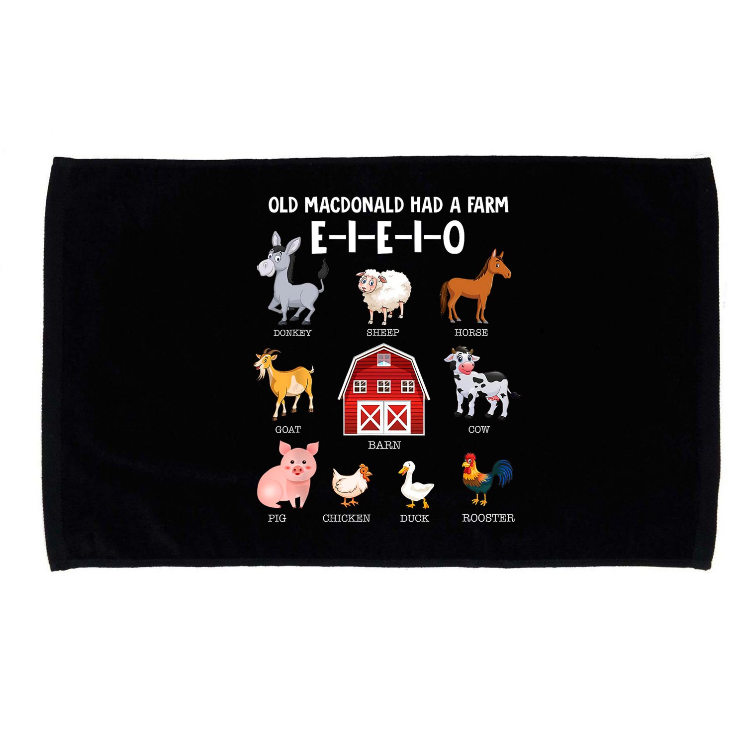 Kids Farm Animals Old MacDonald Had A Farm E I E I O Microfiber Hand Towel