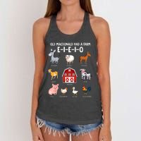 Kids Farm Animals Old MacDonald Had A Farm E I E I O Women's Knotted Racerback Tank