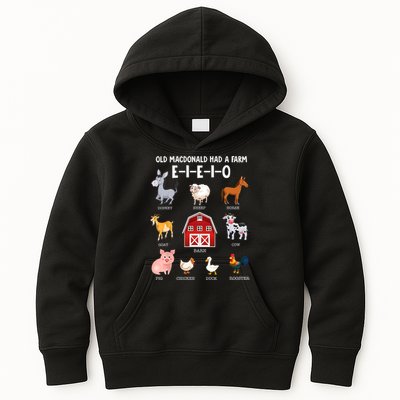 Kids Farm Animals Old MacDonald Had A Farm E I E I O Kids Hoodie