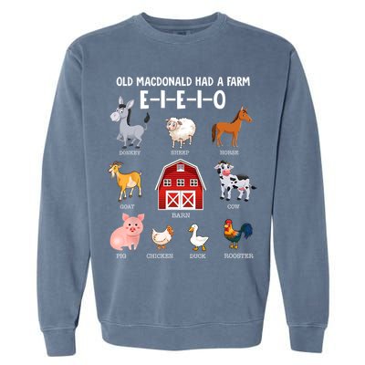 Kids Farm Animals Old MacDonald Had A Farm E I E I O Garment-Dyed Sweatshirt