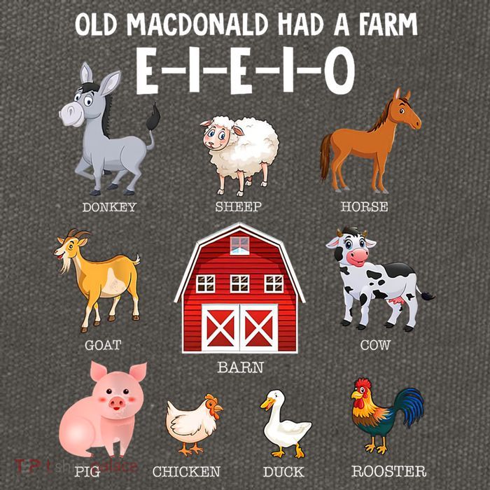 Kids Farm Animals Old MacDonald Had A Farm E I E I O Cotton Canvas Backpack
