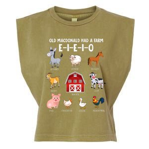 Kids Farm Animals Old MacDonald Had A Farm E I E I O Garment-Dyed Women's Muscle Tee