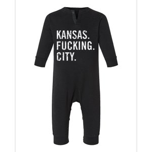 Kansas Fucking City Funny Kansas City Pride Gift Idea Infant Fleece One Piece